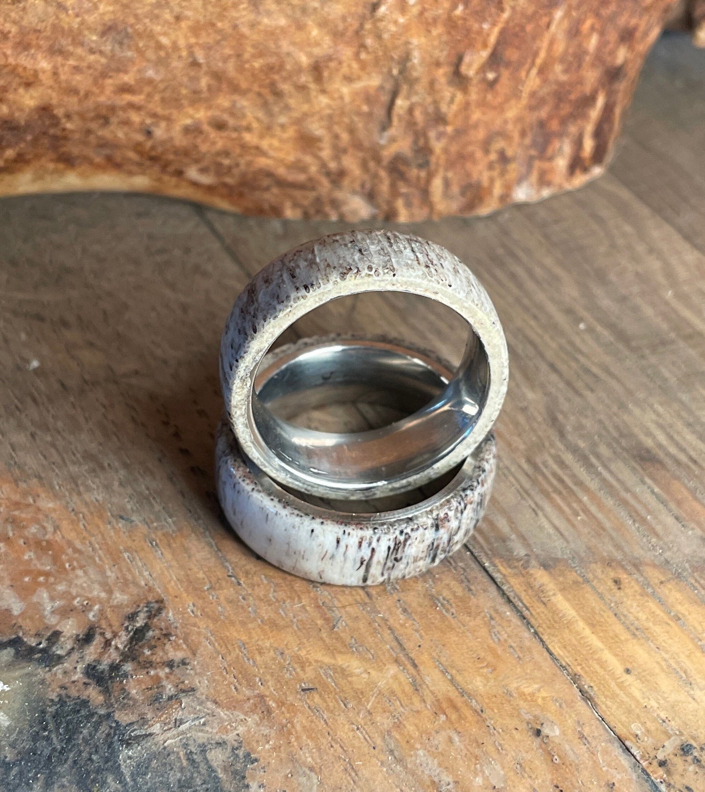 Antler Ring w/ Stainless Band - Deluxe Antler Ring| Crooked Creek Antler Art