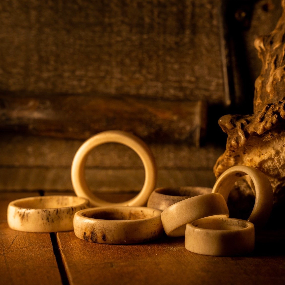 Deer Antler Ring Shed Elk Antler Band for Hunters, Men