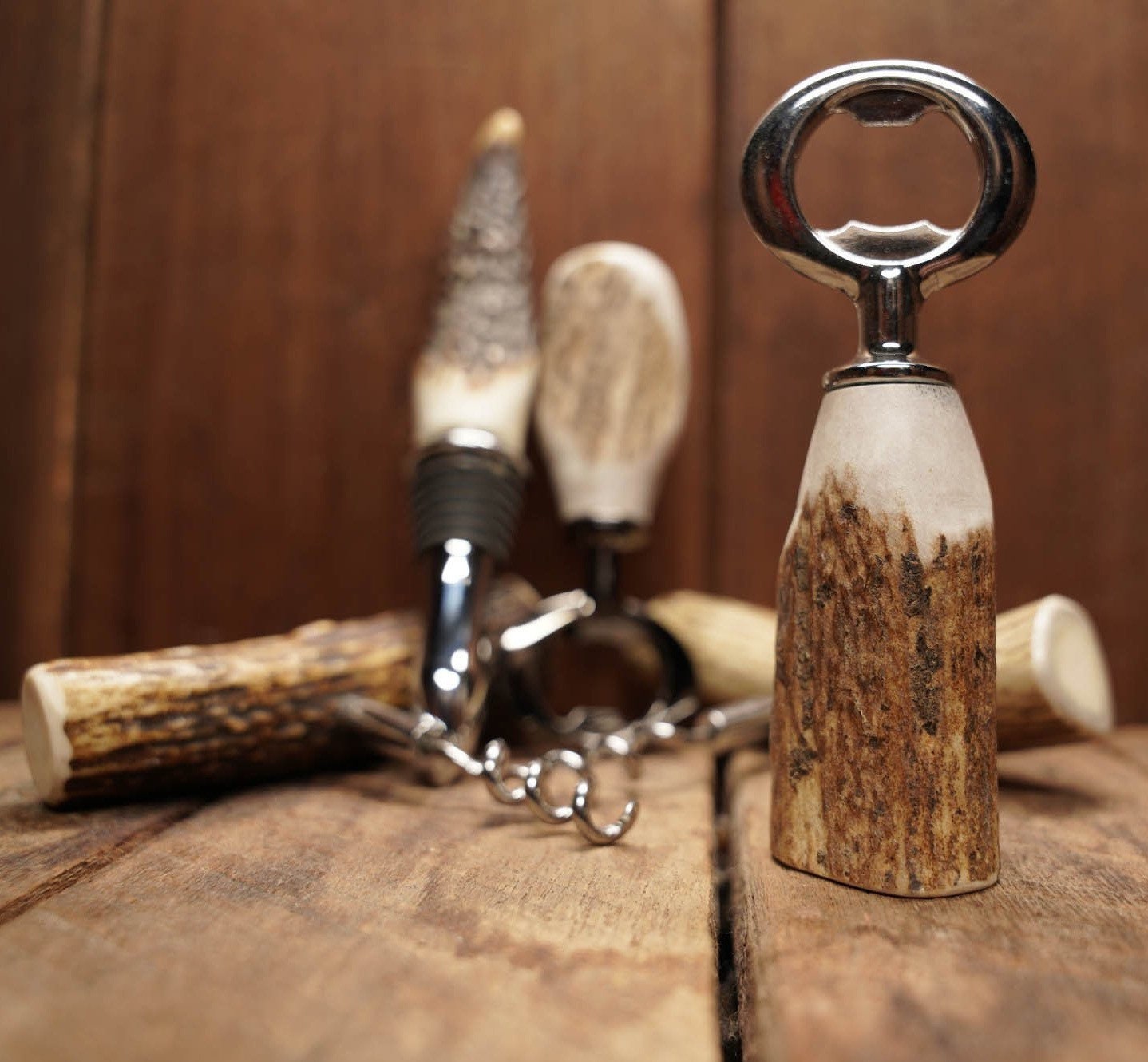 Antler Bottle Opener | Handmade Deer Antler Handle | Heavy Duty Bar Tool | Gifts For Hunters | Manual Bottle Opener | Old Fashioned Opener