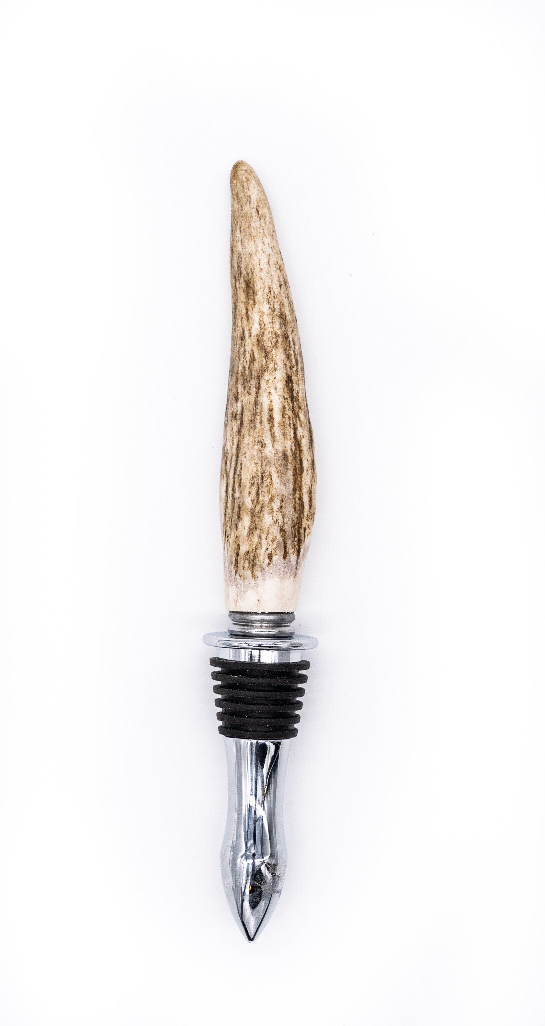 Antler Handle Corkscrew & Stopper Combo | Wine Bottle Opener and Cork/Plug with Silicone Seal and Stag Deer Burr for Rustic Decor Lodge Bar