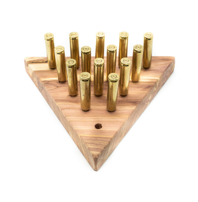 Tricky Triangle - Peg Solitaire - Bullet Peg Wooden Kids Game Puzzle - Cracker Barrel Board Game - Wood Jumping Peg Game - Deer Hunter Gift