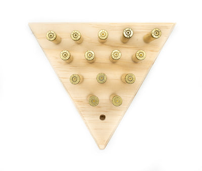 Tricky Triangle - Peg Solitaire - Bullet Peg Wooden Kids Game Puzzle - Cracker Barrel Board Game - Wood Jumping Peg Game - Deer Hunter Gift