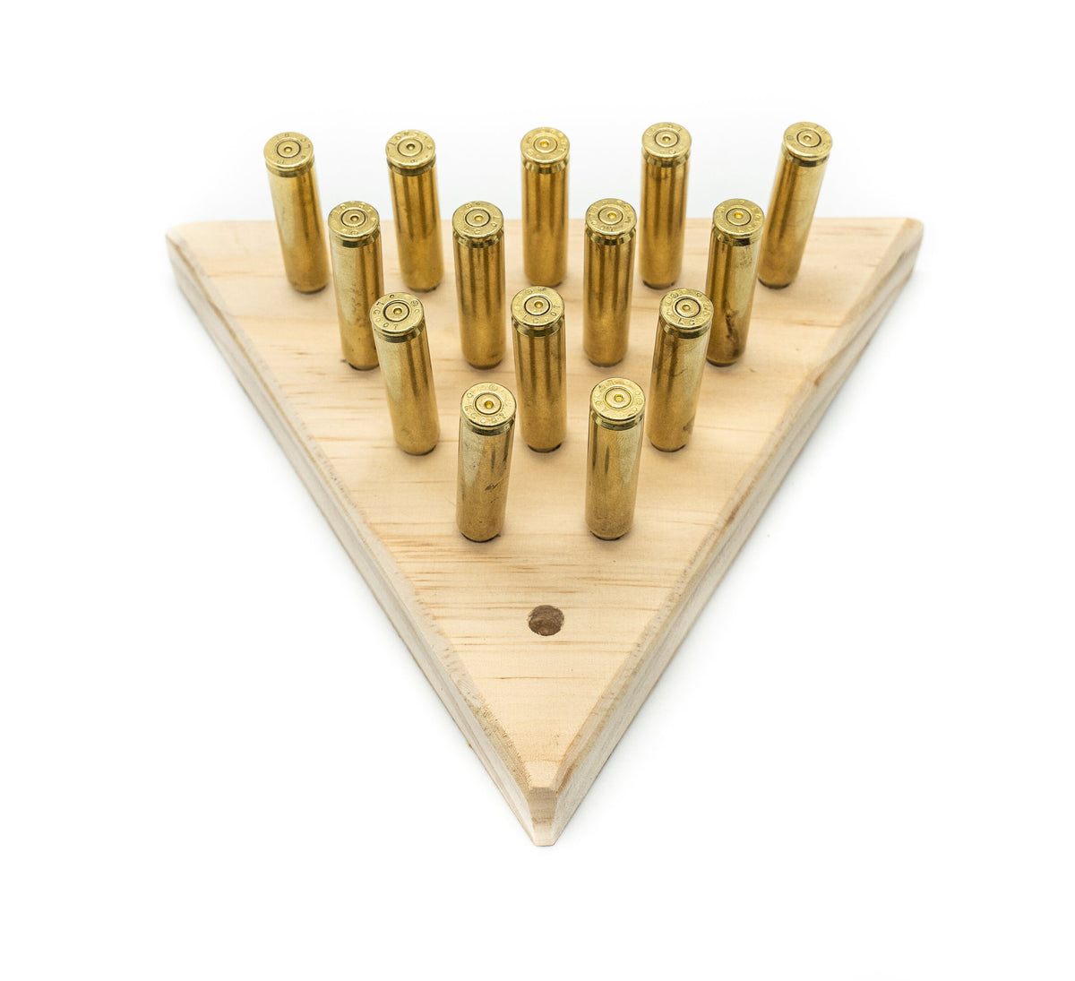 Tricky Triangle - Peg Solitaire - Bullet Peg Wooden Kids Game Puzzle - Cracker Barrel Board Game - Wood Jumping Peg Game - Deer Hunter Gift