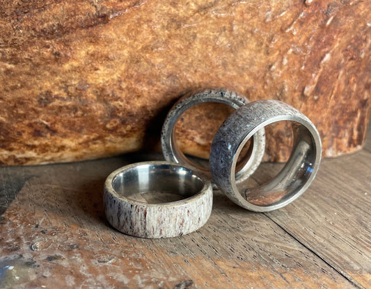Antler Ring w/ Stainless Band - Deluxe Antler Ring| Crooked Creek Antler Art