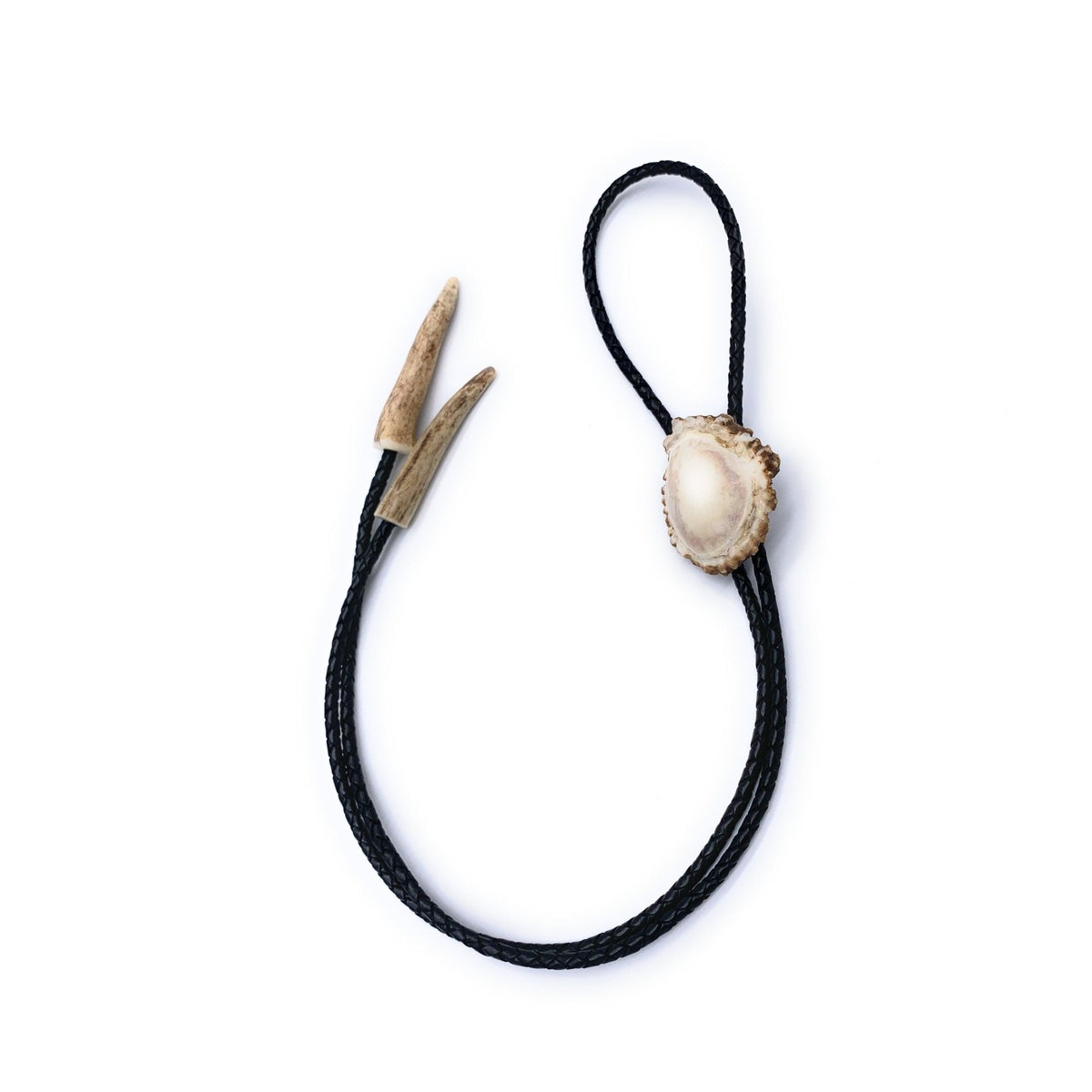 Polished Deer Antler Burr Bolo Tie w/ Antler Tips - Hunting Lodge Country Nature Stationary Hunter Boyfriend Camping Office Gifts Him Neck
