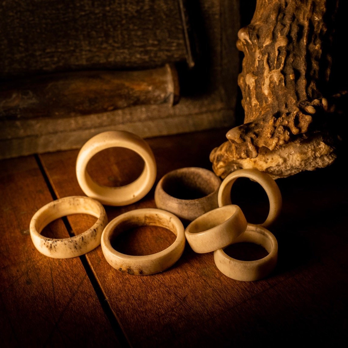 Deer Antler Ring | Shed Elk Antler Band for Hunters, Men, Naturalist | Handmade Hand Sanded &amp; Polished Engagement or Wedding