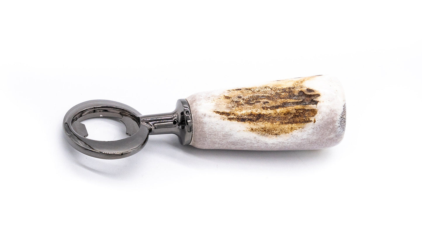 Bottle Opener | Handmade Deer Antler Handle | Heavy Duty Rustic Kitchen Tool | Gift For Hunter | Old Fashioned Beer Cap Remover Lodge Bar