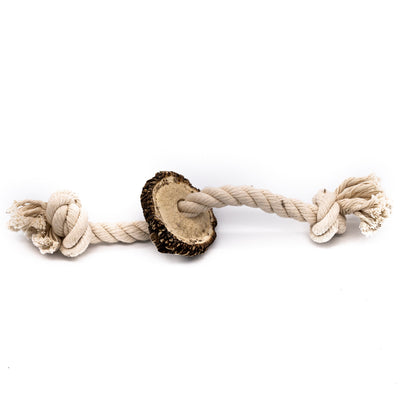 Medium Rope Toy with Elk Burr | All Natural, Grade A, Premium Antler Dog Treats, Organic Dog Chews, Naturally Shed Antlers from USA