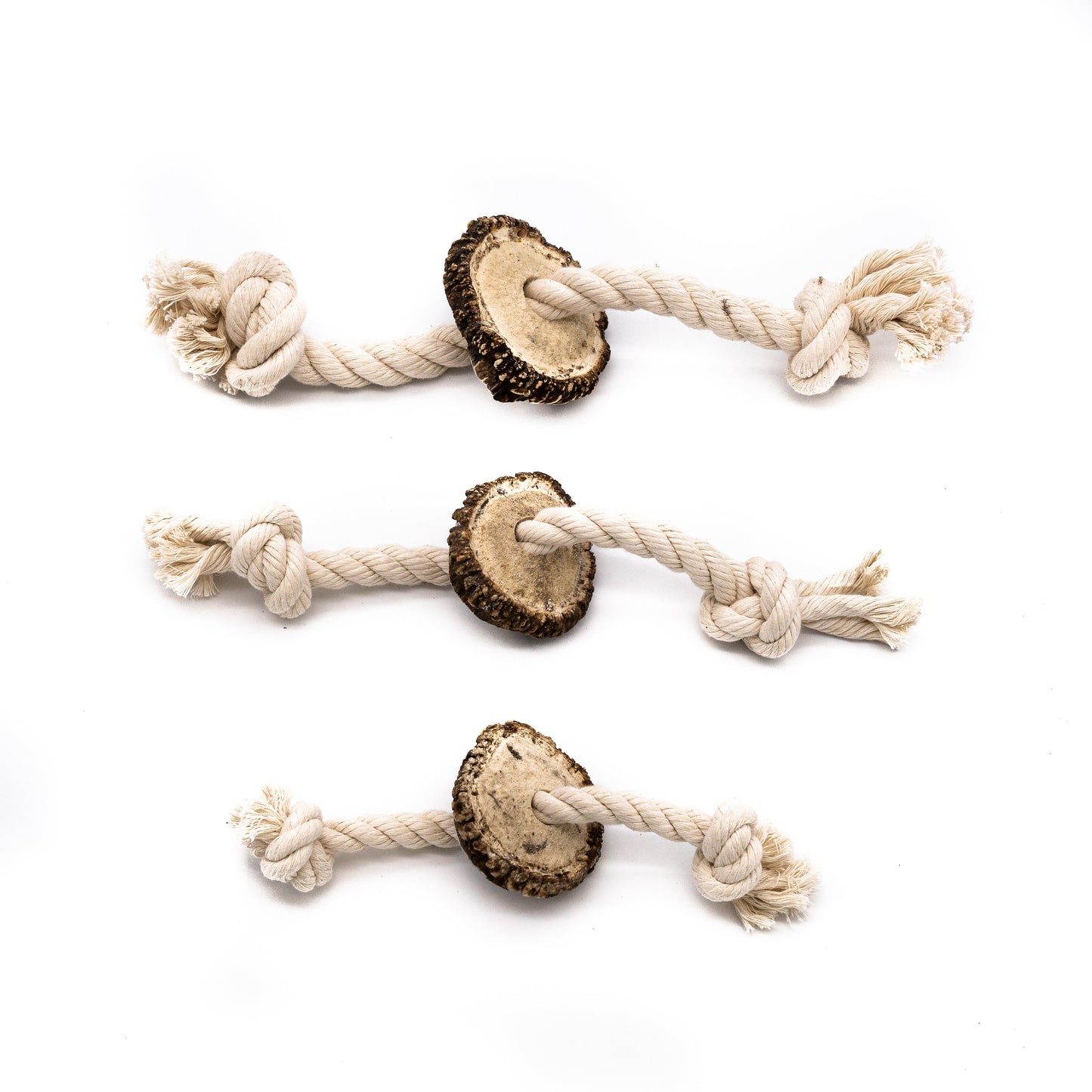 Medium Rope Toy with Elk Burr | All Natural, Grade A, Premium Antler Dog Treats, Organic Dog Chews, Naturally Shed Antlers from USA