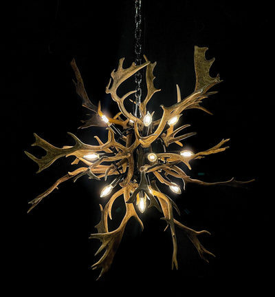 Authentic Fallow Deer Antler Globe Tumbleweed Style Chandelier by Crooked Creek Antler Art