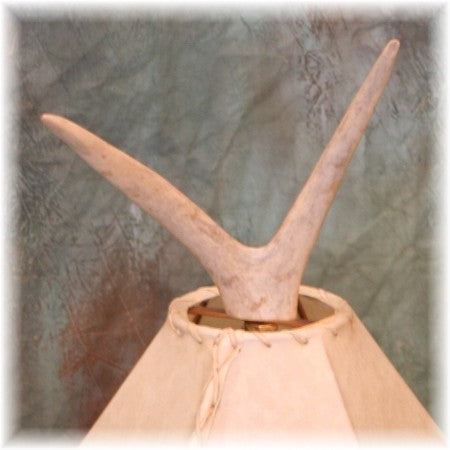 Large Deer Antler Fork Finial with Brass Insert