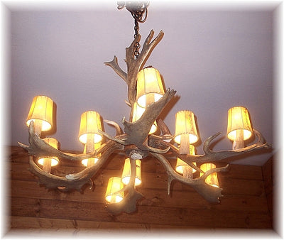 9 Antler, 12 Light Fallow Deer Antler Chandelier