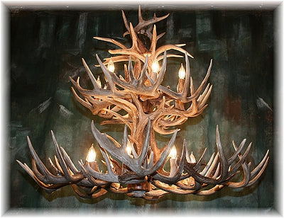 34 Antler, 16 Light Deluxe Two Tier Whitetail Antler Chandelier