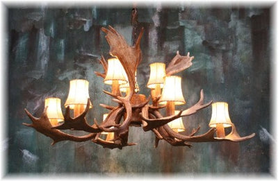 9 Antler, 9 Light Fallow Deer Antler Chandelier