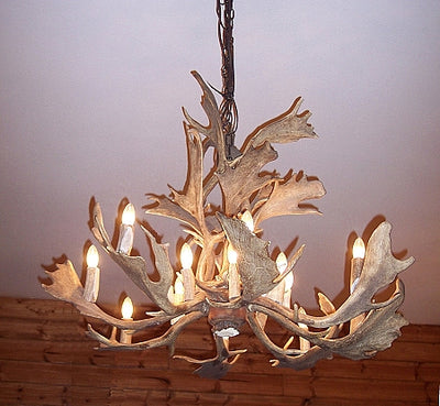 17 Antler, 16 Light Fallow Deer Antler Cascading Chandelier