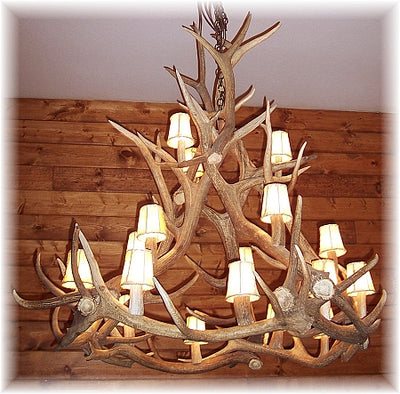 13 Antler, 18 Light Medium Elk Antler Chandelier