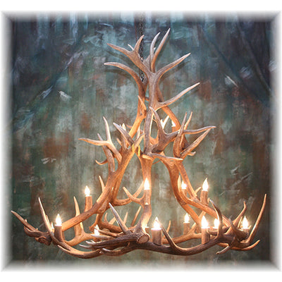 13 Antler, 18 Light Medium Elk Antler Chandelier