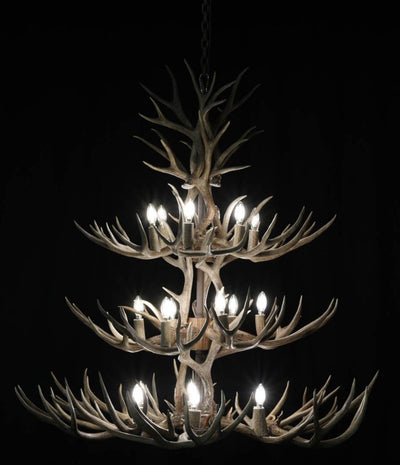 36 Antler, 18 Light 3 Tier Cascading Deer Antler Chandelier