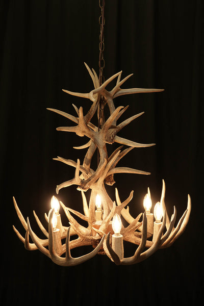 15 Antler, 6 Light Cascading Whitetail Deer Antler Chandelier