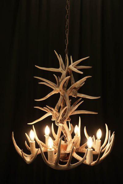 15 Antler, 6 Light Cascading Whitetail Deer Antler Chandelier