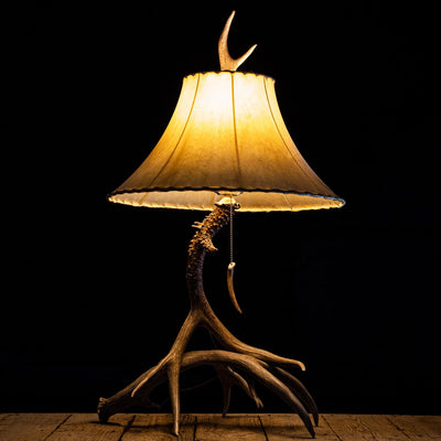 Large 2 Antler Mule Deer Table Lamp