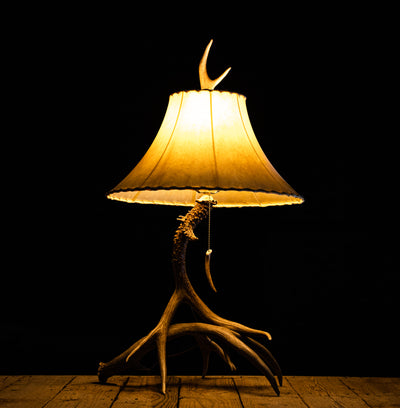 Large 2 Antler Mule Deer Table Lamp