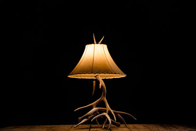 Medium 3-4 Antler Mule Deer Table Lamp