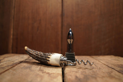 Wine Bottle Stopper/Corkscrew Combo w/ Antler Handle