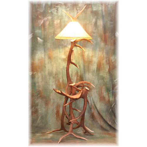 Trophy Elk Floor Lamp with Moose Antler Table