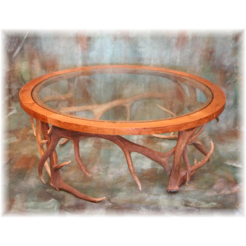 Oak and Glass Antler Coffee Table
