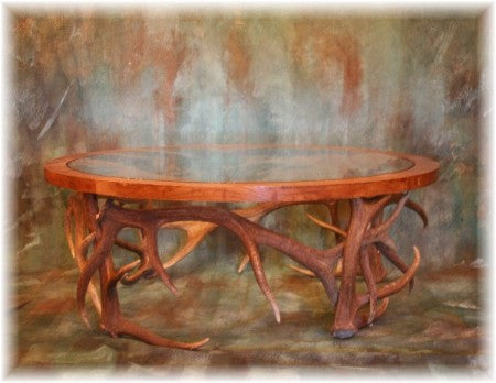 Oak and Glass Antler Coffee Table