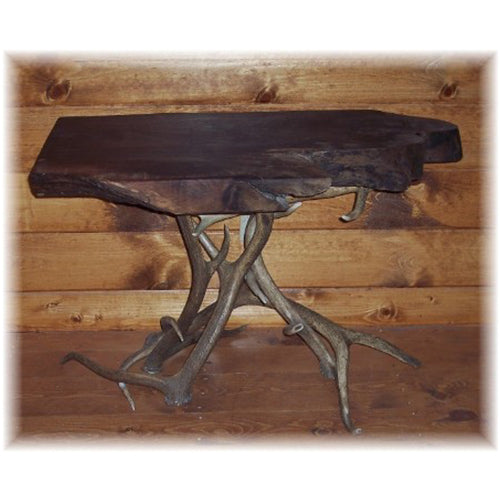 Elk Antler End Table with Walnut Slab Top