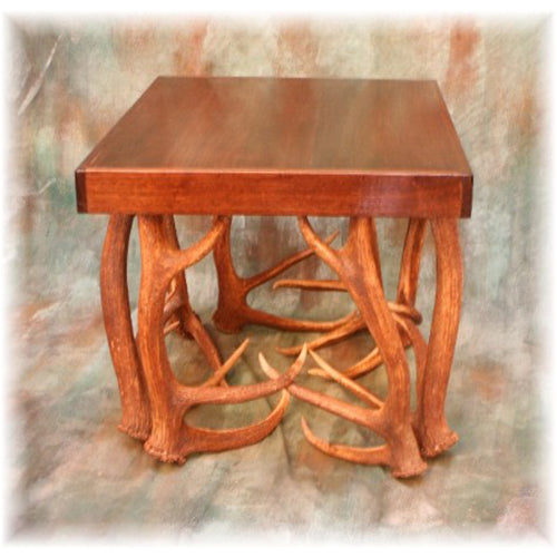 Elk Antler End Table with Walnut Top