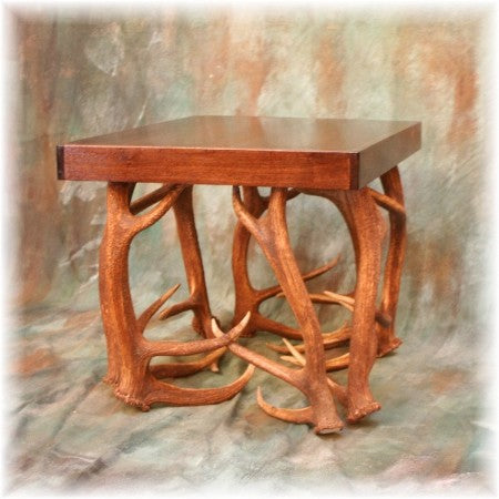 Elk Antler End Table with Walnut Top