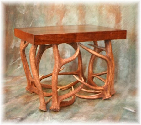 Elk Antler End Table with Walnut Top