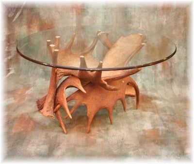 Moose Antler Coffee Table with Glass Top