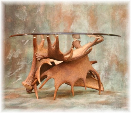 Moose Antler Coffee Table with Glass Top