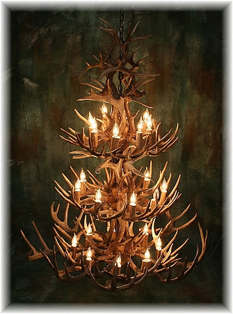 52 Antler, 24 Light Three Tier Whitetail Antler Chandelier