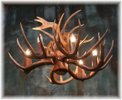 9 Antler, 6 Light Whitetail Antler Dining Room Chandelier