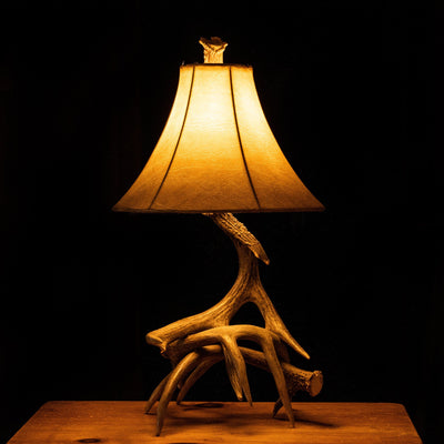 Small 3-4 Antler Whitetail Nightstand Lamp