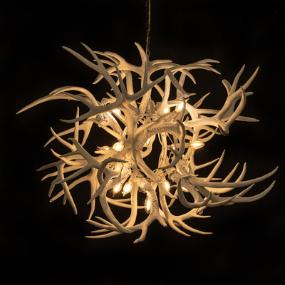 White - Whitetail/Mule Deer Antler Tumbleweed Chandelier on Sale in stock